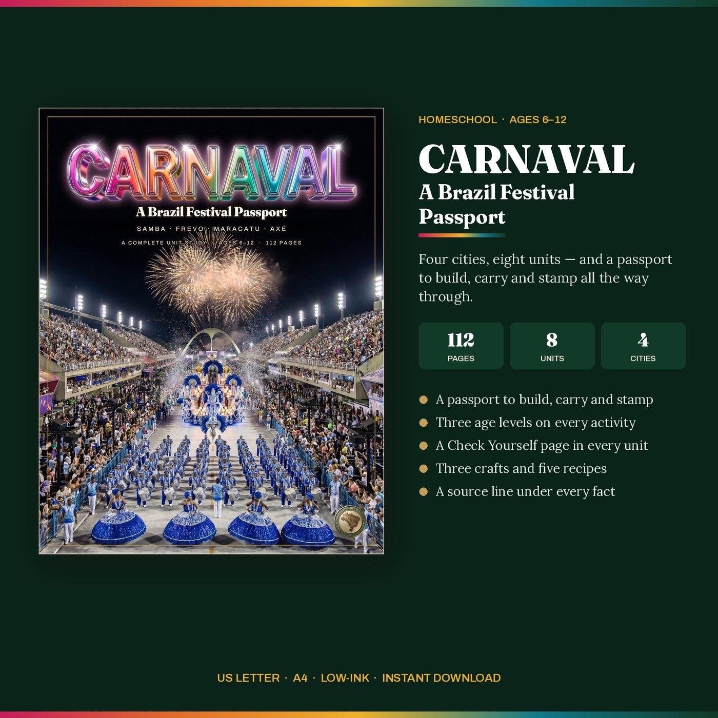 CARNAVAL — A Brazil Festival Passport, a printable unit study on Brazilian Carnaval