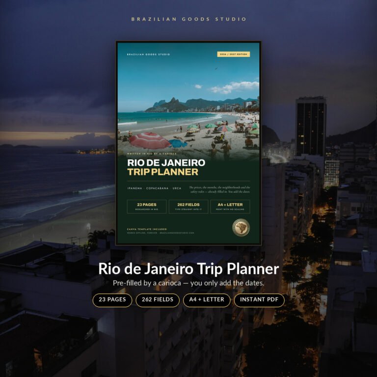 Rio de Janeiro Trip Planner — fillable printable PDF by Brazilian Goods Studio